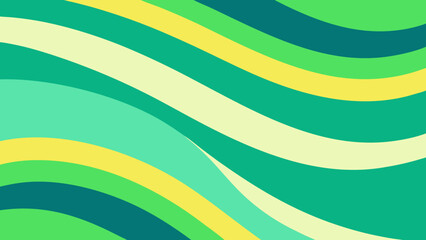 Obraz premium Smooth Wavy Lines in Green Yellow and Cream Abstract Fluid Pattern vector illustration
