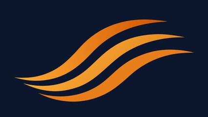 Obraz premium Three Orange Gradient Waves on Dark Blue Background abstract curves