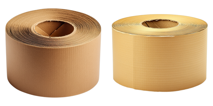 Two rolls of brown tape are shown side by side