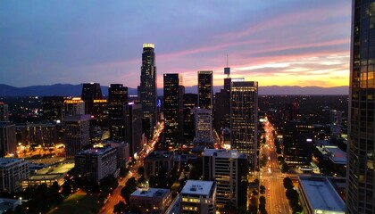 City skyline sunset view