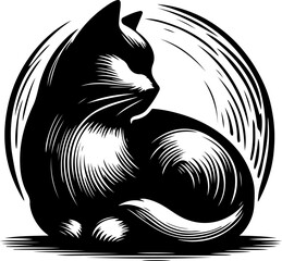 sketch vector illustration image design icon logo symbol pet cute cat cute abstract modern classic