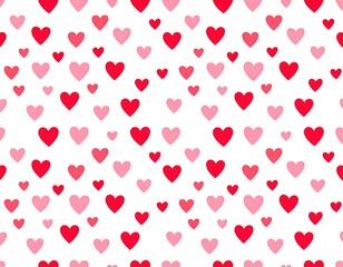 A repeating pattern of hearts in varying shades of red and pink