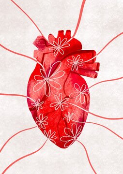 Human heart with floral pattern 