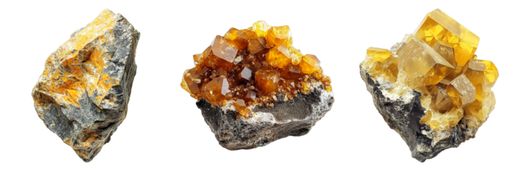 Three rocks with a yellowish color