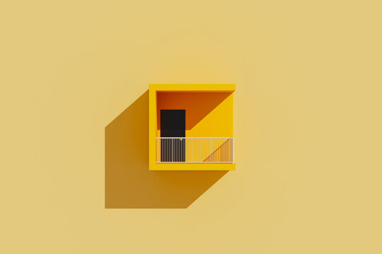 Bright yellow balcony offers a unique perspective on community life