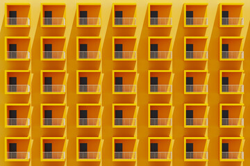 Bright yellow balconies enhance urban community vibrancy