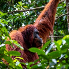 Fototapeta premium Orangutan in rainforest canopy