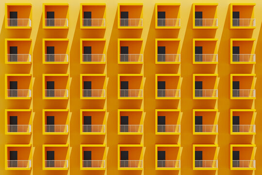 Bright yellow balconies enhance urban community vibrancy