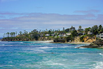 View of the coast of the sea, Laguna Beach, California
People swimming in the beach summer time 