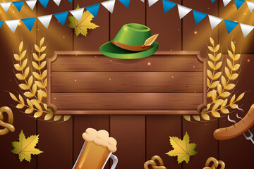 background for oktoberfest with flag and maple leaf