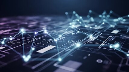 Abstract digital network overlay on circuit board background - Powered by Adobe