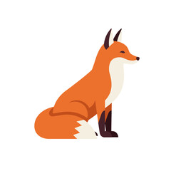 Obraz premium A stylized red fox sits in profile with closed eyes, depicted in a modern flat design.
