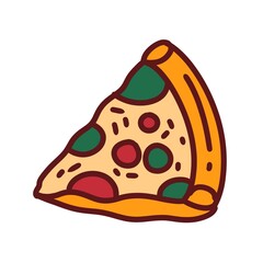 Italian Pizza with Various Toppings Illustration