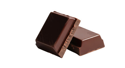 Fototapeta premium Two pieces of dark chocolate bar isolated on transparent background