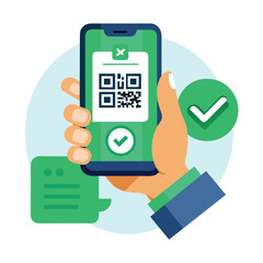 Mobile Phone Showing QR Code for Digital Payment &ndash; Isolated Vector Icon