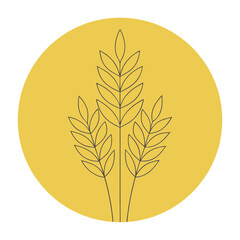 Golden wheat branch vector illustration isolated on white background