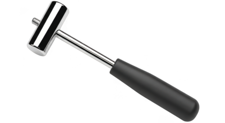 Neurological reflex hammer, a medical diagnostic tool used by doctors for testing patient reflexes, isolated on transparent background