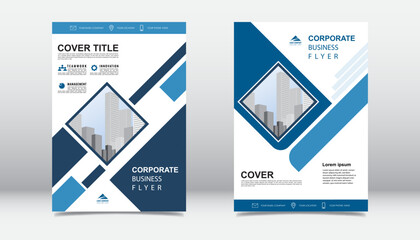 Modern Blue Corporate Business Flyer Layout Template for Company Promotion.