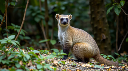 Obraz premium Coati Wildlife Animal in Rainforest Coatimundis