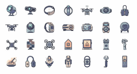 Fototapeta premium Modern technology icons showcase innovation and connectivity for digital lifestyle and smart devices