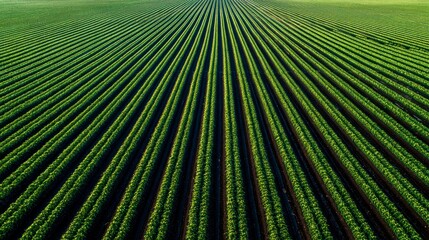 Obraz premium Green agricultural field rows