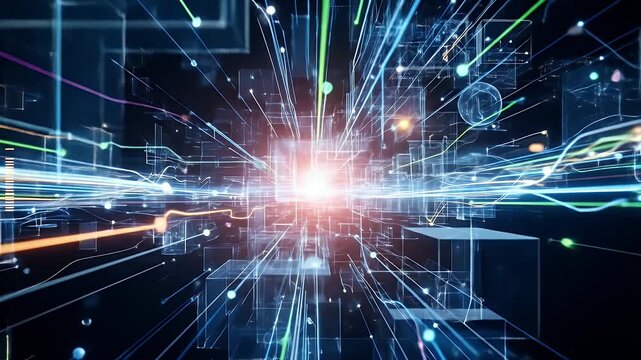Digital network with light streams and geometric structures
