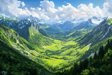 Alpine Valley Summer Landscape. (9)