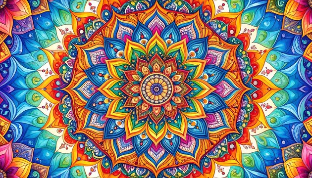 Vibrant mandala design with intricate details