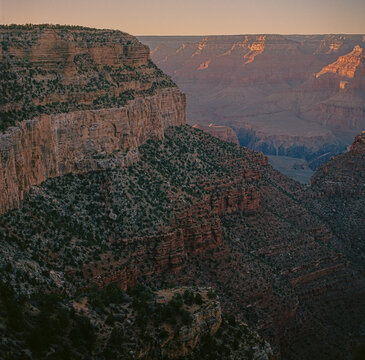 Sunset Light Over the Grand Canyon Cliffs
