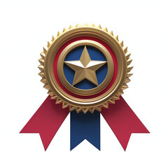 gold medal with red ribbon