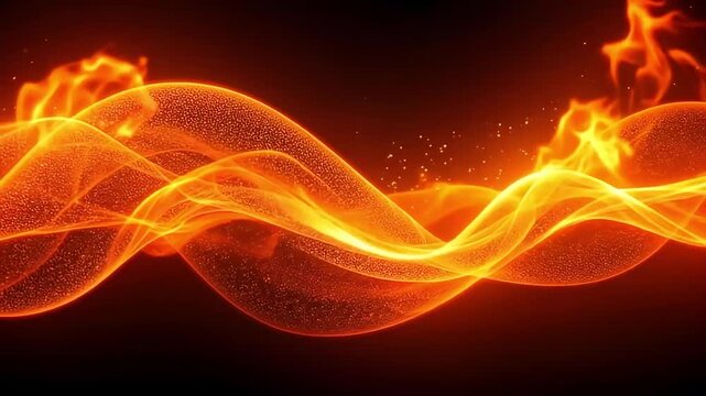 Dynamic fiery waves with glowing embers create a mesmerizing, energetic abstract background for modern visuals.