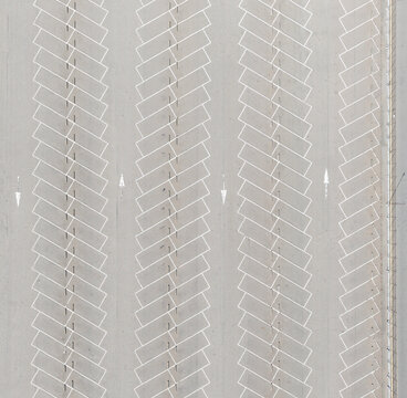 Aerial View Empty Herringbone Parking Lot