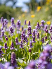 Naklejka premium Extreme close-up of purple flowers growing outdoor vector illustration