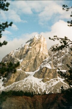 Sunset over jagged peaks of the Dolomites in northern Italy


