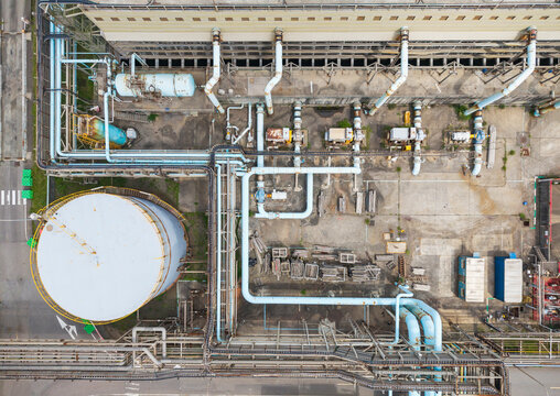 Aerial view of oil and petrochemical facility