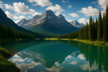 Fototapeta premium Beautiful Natural Landscape with Mountains and River