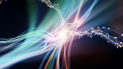 Glowing lines and connected dots against a dark background - Powered by Adobe