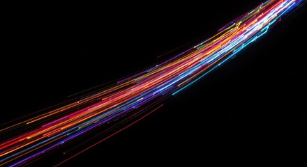 Abstract Light Trails Dance Across a Dark Canvas