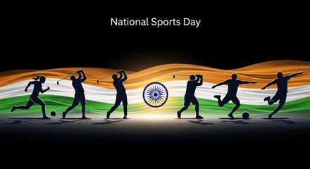 Illustration Celebrating National Sports Day Featuring Various Sports Activities