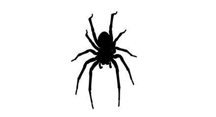 Detailed Spider Silhouette, Isolated Arachnid Insect with Eight Legs on white background