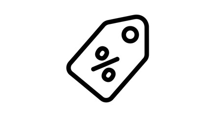 Discount Price Tag Icon with Percentage Symbol, Perfect for Sale and Promotion on Isolated White Background