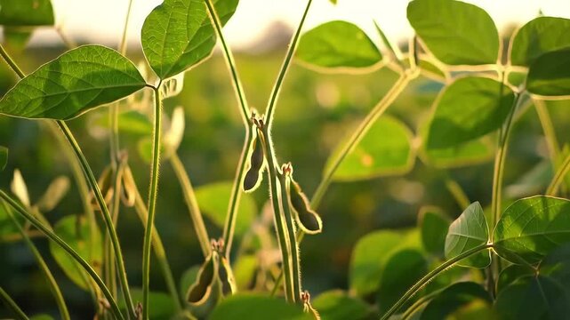 Sunlit soybean field whispering promises of harvest and the earth's enduring cycle