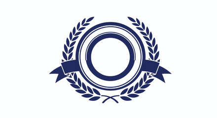Elegant vector illustration of a laurel wreath surrounding a circular frame with a ribbon banner, perfect for logos, badges, or decorative design elements, easily customizable.