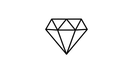 Simple black outline of a faceted diamond gem, isolated on white background.