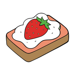 Golden toast layered with creamy, tangy cream cheese, topped with sweet, juicy strawberry slices for a fresh, colorful, and irresistible breakfast or snack treat.
