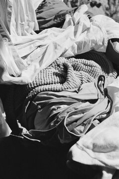 Still life monochrome of laundry in the sun