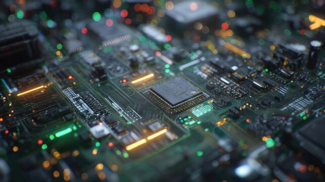 A detailed view of a circuit board with embedded encryption modules showcasing the intricate connections and pathways that secure realtime process data at the edge of a digital network.