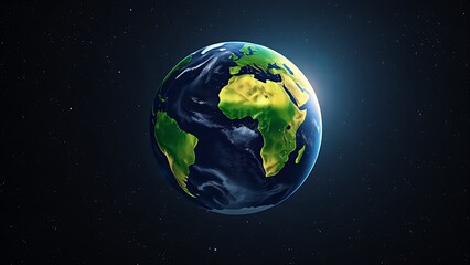 Fototapeta premium Earth globe floating in starry space, highlighting vibrant continents in a cosmic setting.