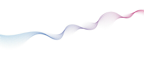 Flowing Dot Wave halftone gradient pattern on transparent background	
