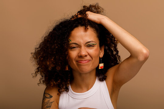Latina model with earrings